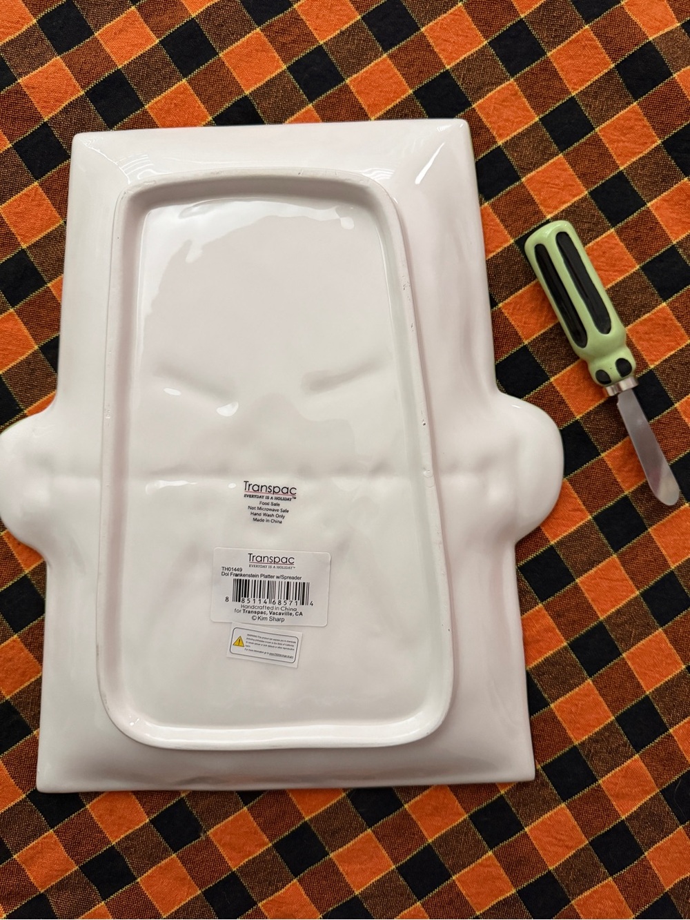 Halloween Serving Platter Frankenstein dolomite with spreader - Picture 2 of 3